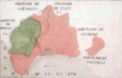 Mapa de la proposta de rehabilitació de la diocesis de Xàtiva